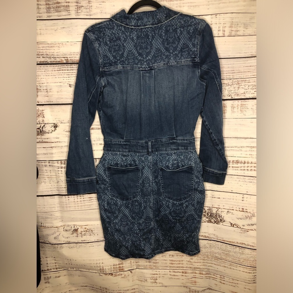 Lace Print Denim Mini Dress - Picture 15 of 16